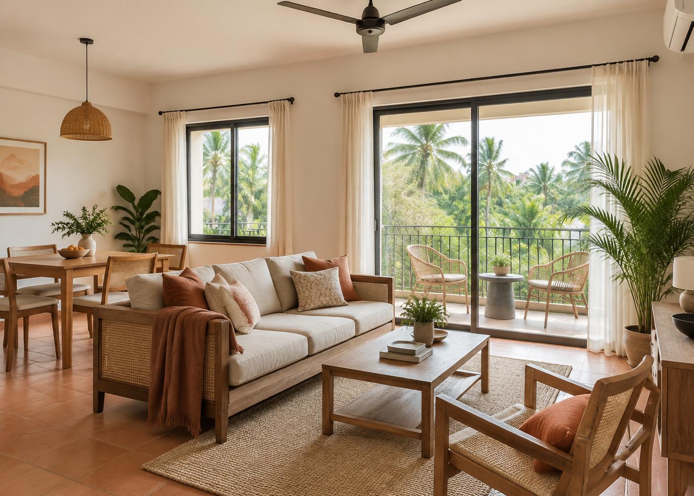 Furnished apartment living room in Korgao, North Goa